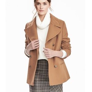 Banana Republic Melton Peacoat Womens Wool Classic Double Breasted Beige Size XL